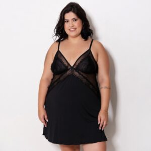 Camisola Plus Size Detalhe em Renda