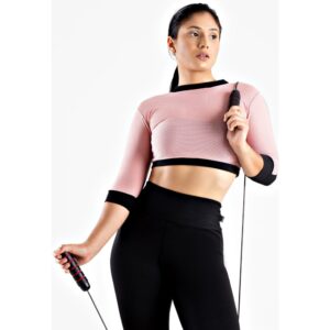 Cropped Feminino Fitness 2 Cores Preto e Rosê