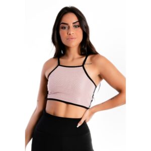 Cropped Alcinha Preto com Tela