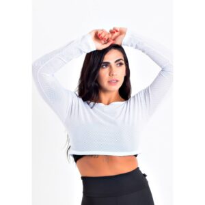 Top Cropped Fitness Manga Longa de Tela Dry Fit