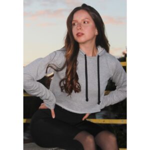 Casaco Feminino Moletom Cinza Capuz