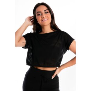 Blusinha Cropped Preto Transparente Com Cropped Tomara que Caia