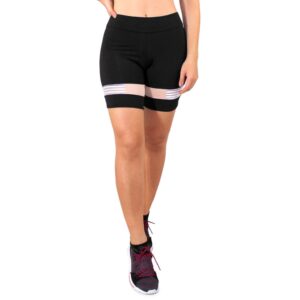 Short Fitness Preto com Detalhe Rose e Branco