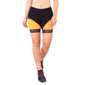 Short Fitness Preto Detalhe Preto com Laranja
