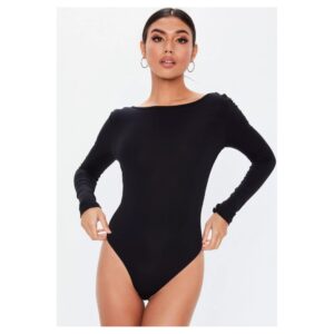 Body Feminino Manga Longa Costa Aberta