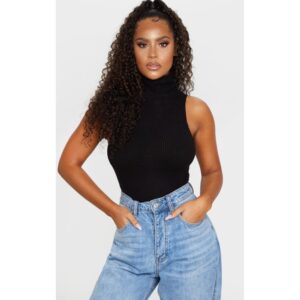 Body Feminino Canelado Gola Alta Sem Mangas