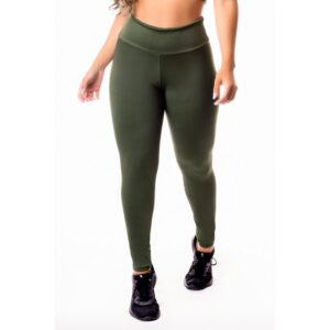 Calça Legging Fitness Academia Verde Militar Cintura Alta